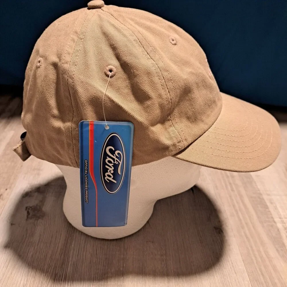 Ford‎ Mustang Pink Outline Logo Vintage Beige Cap Adjustable NWT READ